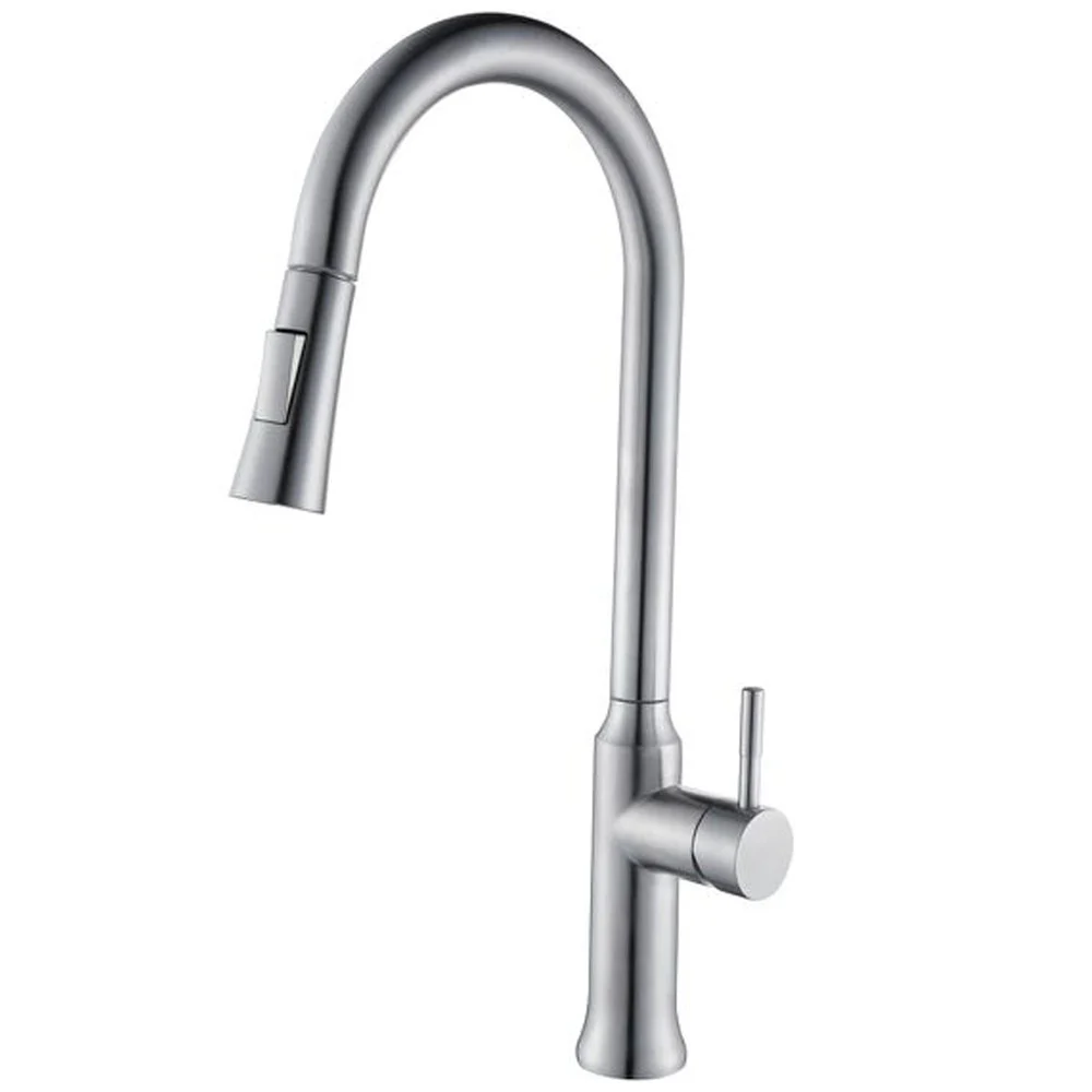 RUBINETTO MONOCOMANDO LAVELLO CUCINA CON DOCCETTA ESTRAIBILE A CANNA ALTA LUNGA - Cleafe