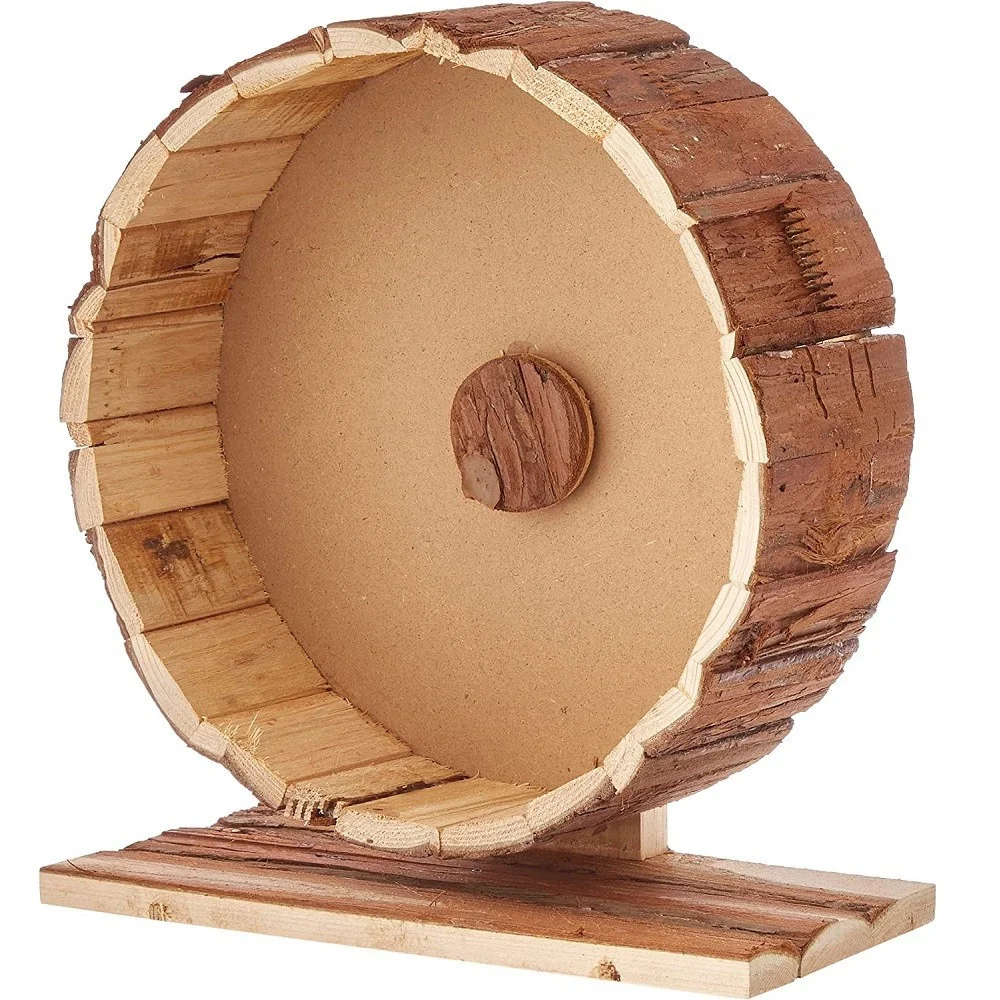 RUOTA IN LEGNO NATURALE ACCESSORIO PER RODITORI 29 X 14 X 31 CM CON PIEDISTALLO - TrAdE Shop Traesio