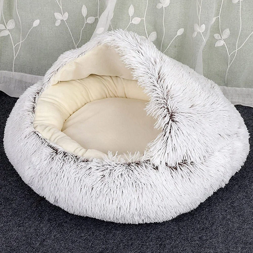SACCO A PELO SEMI CHIUSO PELLICCIA SINTETICA MORBIDO PER GATTI CANI MARRONE 65CM - TrAdE Shop Traesio