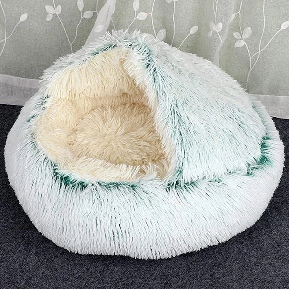 SACCO A PELO SEMICHIUSO IN PELLICCIA SINTETICA MORBIDO PER GATTI CANI VERDE 40CM - TrAdE Shop Traesio