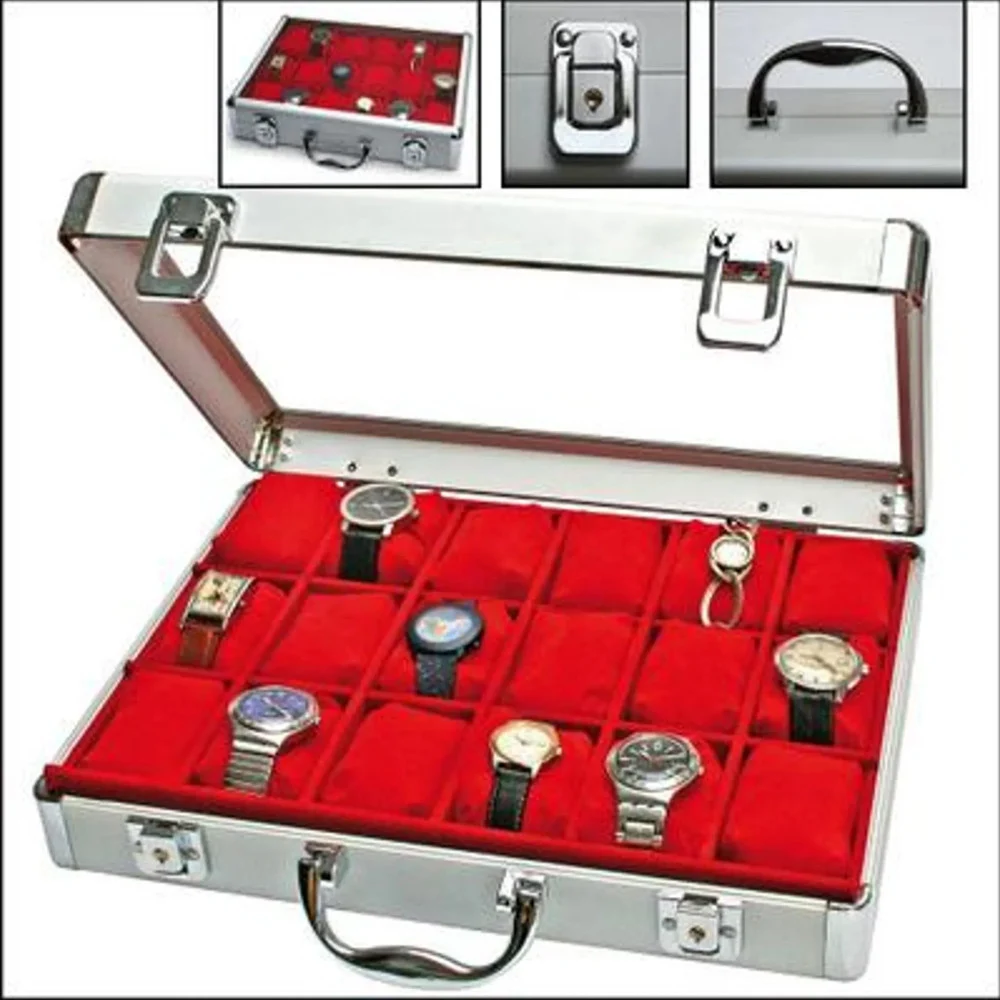 SAFE VALIGETTA PORTAOROLOGI 18 POSTI 18 OROLOGI VALIGETTA PORTAOROLOGI ALLUMINIO - TrAdE Shop Traesio