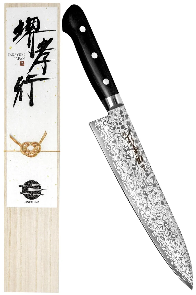 Sakai Takayuki Coltello da Cucina Gyuto 210mm AUS10 Damascus K21001 Finitura Specchio