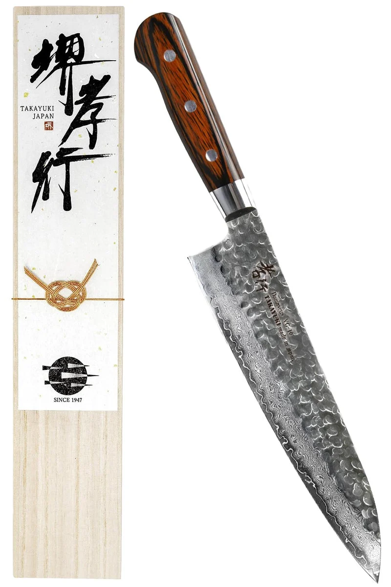 Sakai Takayuki Coltello Gyuto Damascus martellato VG10 210 mm Giappone