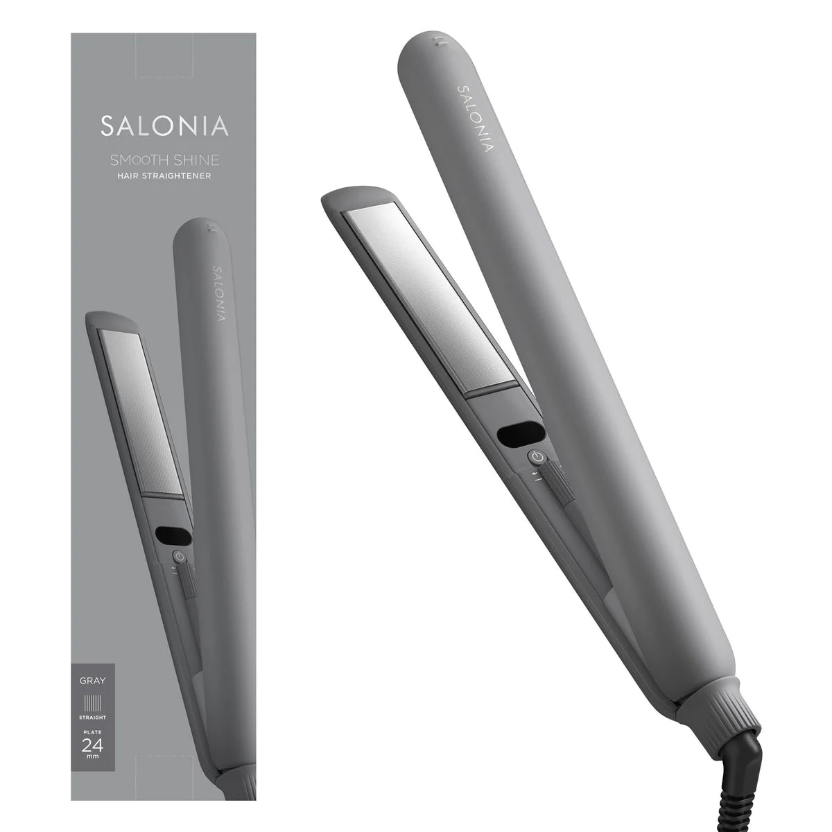 SALONIA Smooth Shine Straight Hair Iron 24mm Gray SAL23105GR AC100-240V