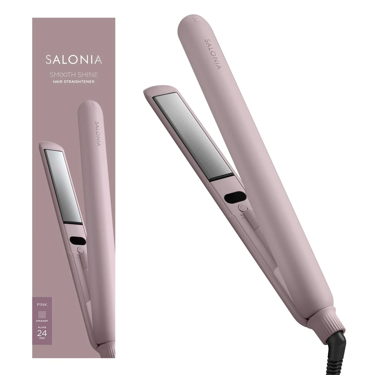 SALONIA Smooth Shine Straight Hair Iron Pink 24mm SAL23105PK