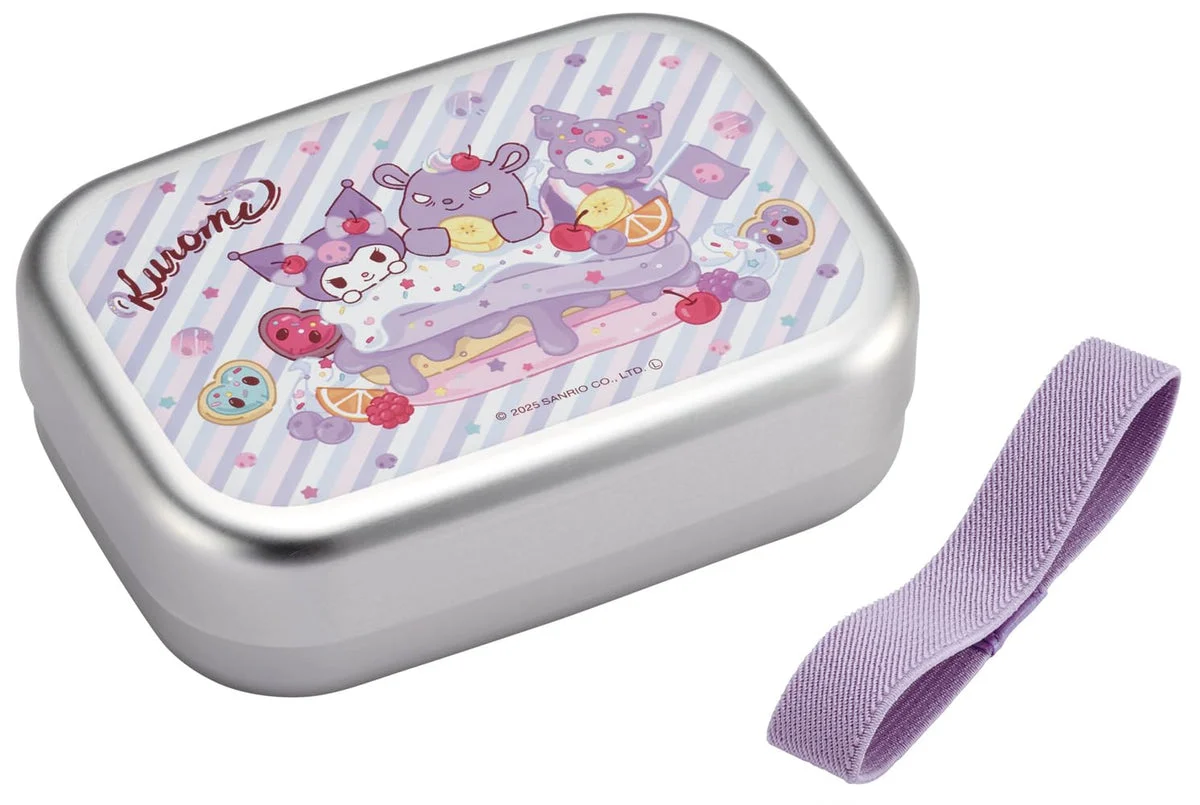 Sanrio Kuromi Kids Aluminum Bento Box 370ml — Warmer-Safe Belt Japan-made