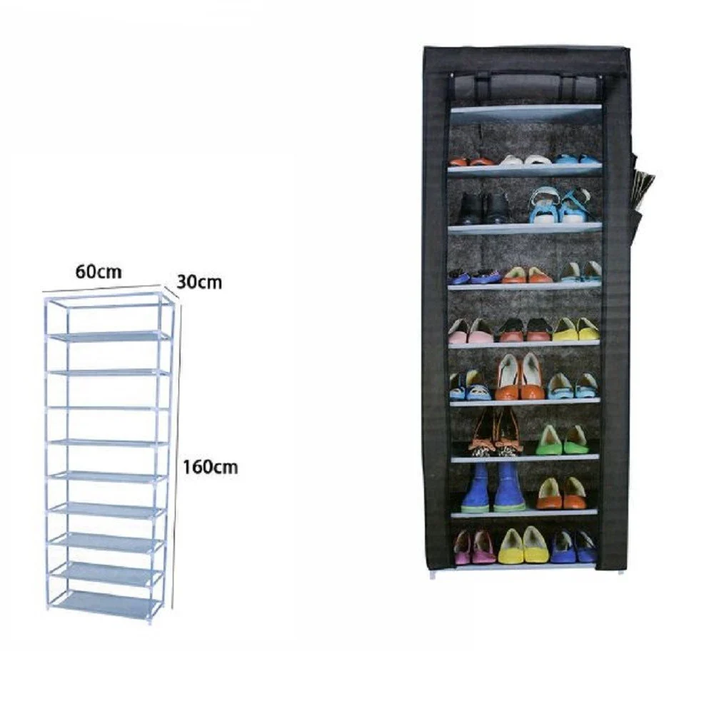SCARPIERA 9 RIPIANI IN TESSUTO TNT ARMADIO PORTATILE CAMPEGGIO 60X30X160CM 69070 - TrAdE Shop Traesio