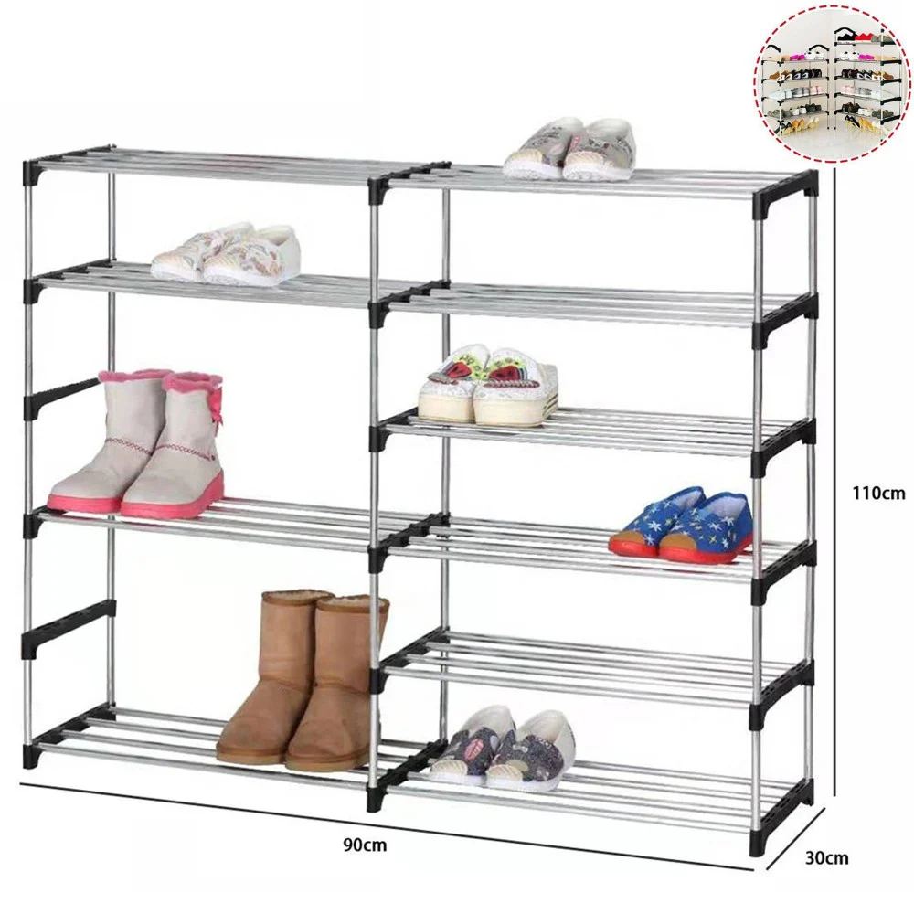 SCARPIERA DOPPIO SCAFFALE MULTIUSO 6 RIPIANI IN METALLO IMPILABILE 110X30X90CM - TrAdE Shop Traesio