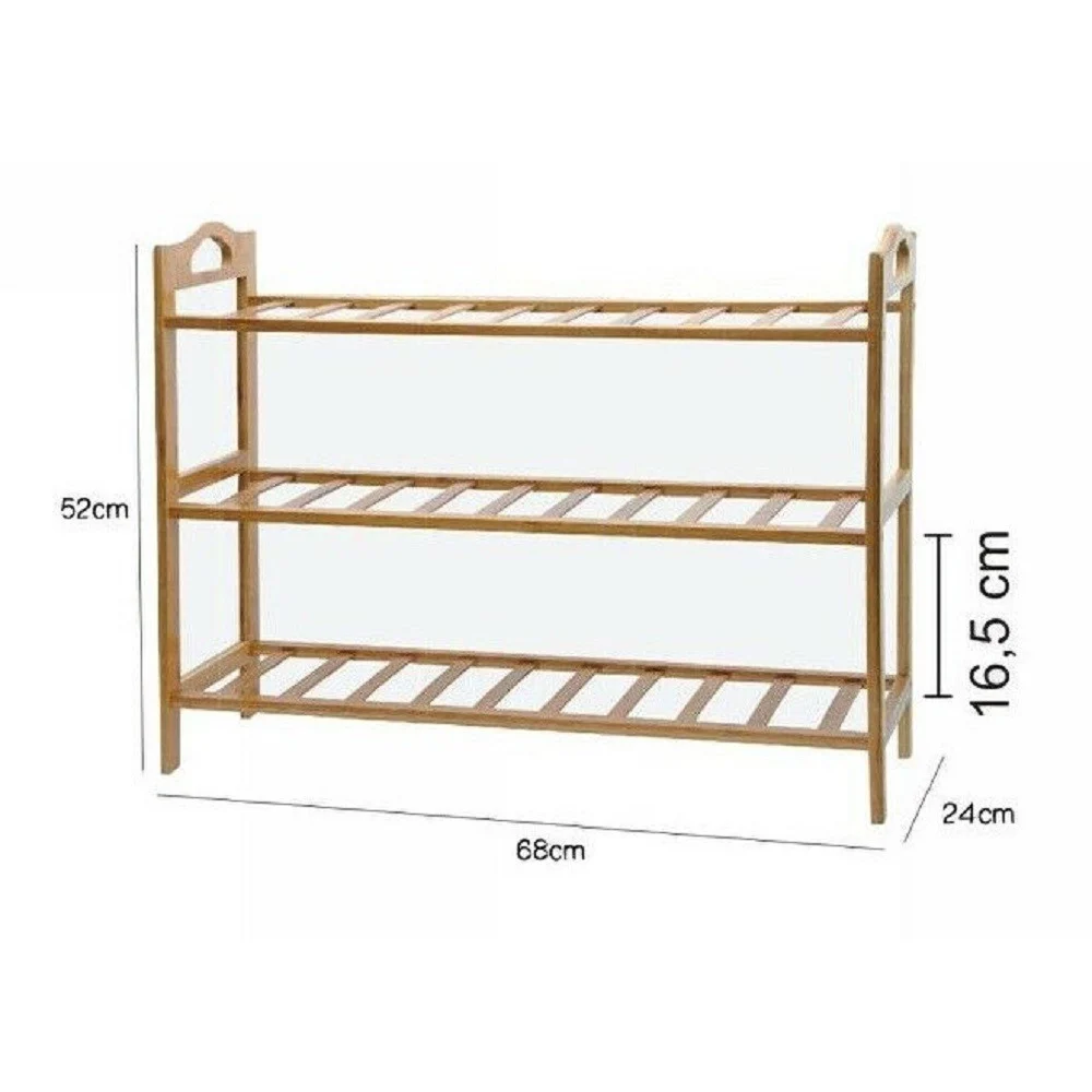 SCARPIERA PORTA SCARPE 3 RIPIANI PIANI LEGNO BAMBOO BAMBU SCAFFALE MOBILE 69412 - TrAdE Shop Traesio
