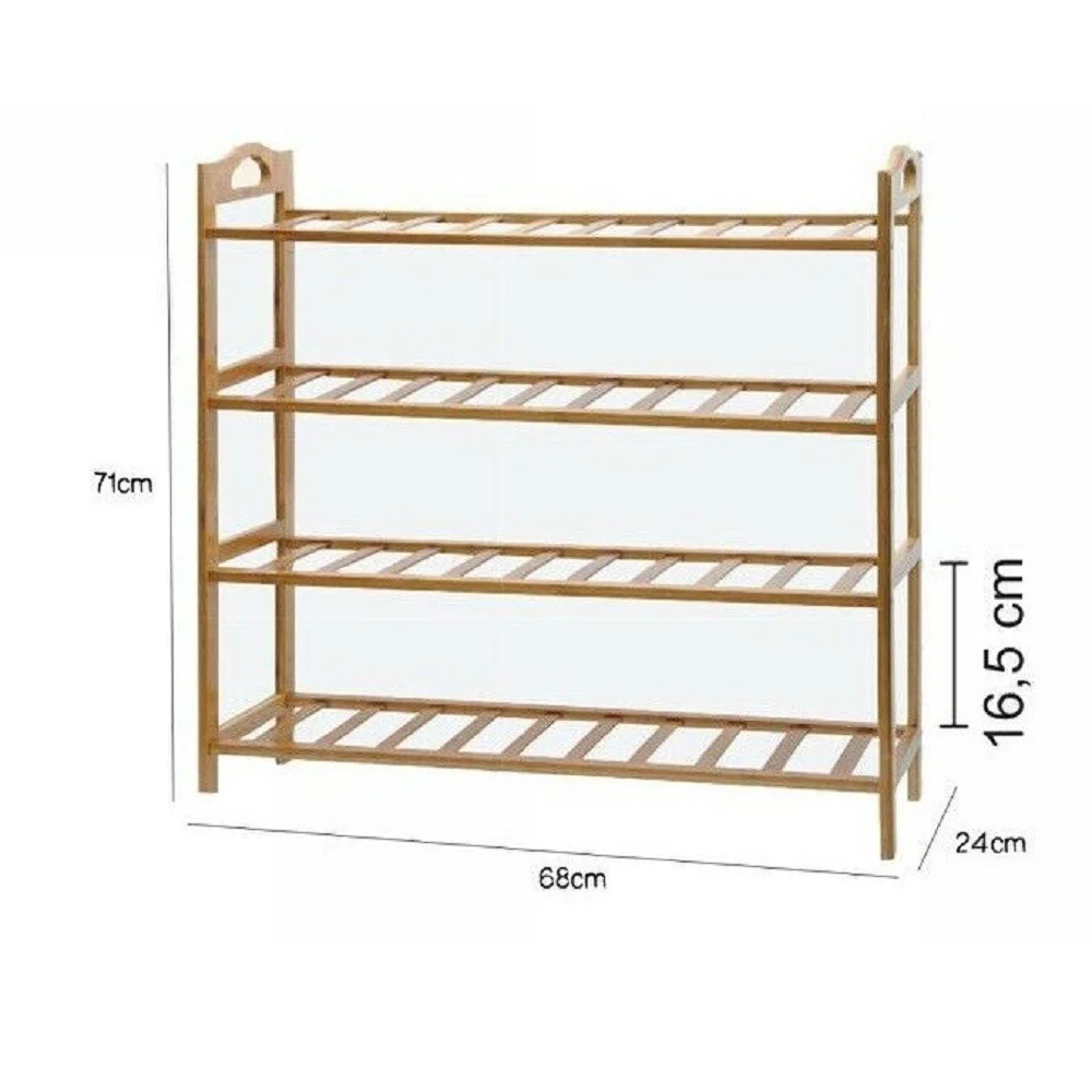 SCARPIERA PORTA SCARPE 4 RIPIANI PIANI LEGNO BAMBOO BAMBU SCAFFALE MOBILE 69413 - TrAdE Shop Traesio