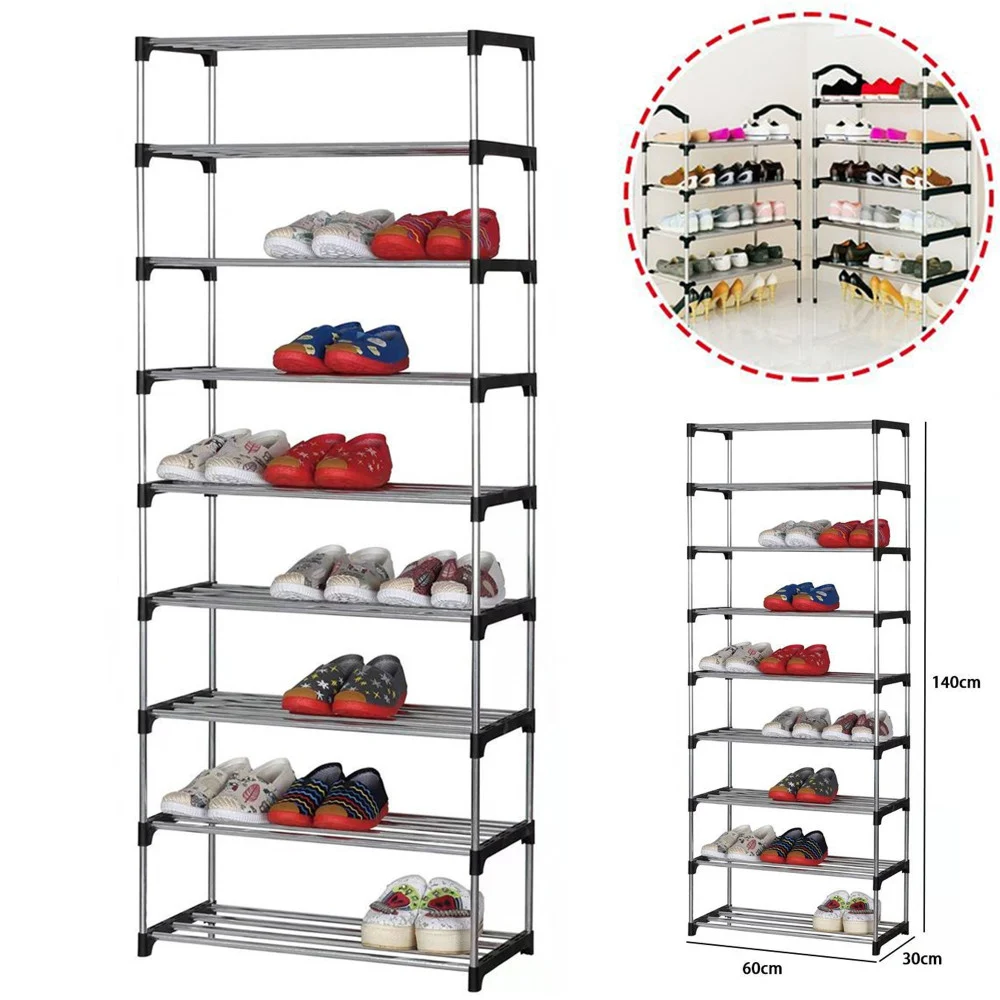 SCARPIERA SCAFFALE CASA MULTIUSO 9 RIPIANI IN METALLO IMPILABILE 60X30X140CM - TrAdE Shop Traesio