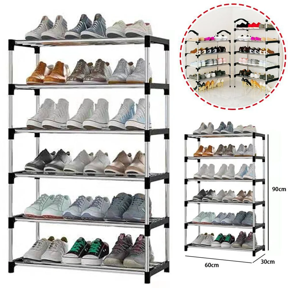 SCARPIERA SCAFFALE MULTIUSO 6 RIPIANI SALVASPAZIO METALLO IMPILABILE 60X30X90CM - TrAdE Shop Traesio