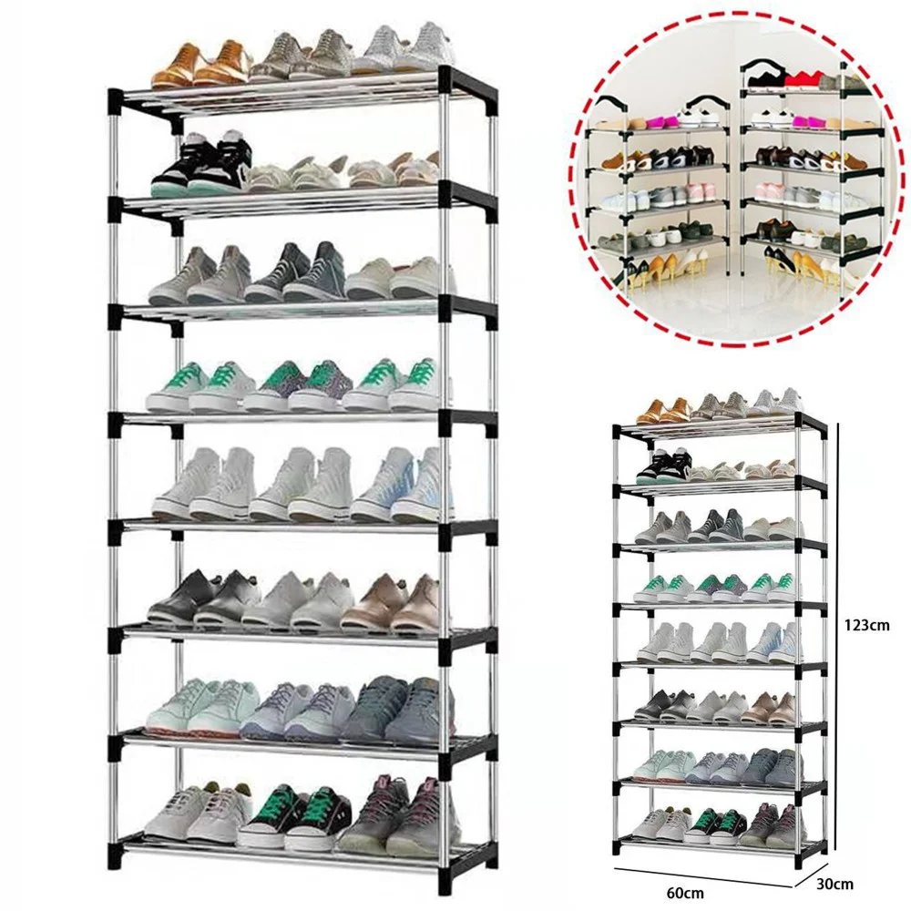 SCARPIERA SCAFFALE MULTIUSO 8 RIPIANI IN METALLO SALVASPAZIO 123X30X60CM - TrAdE Shop Traesio