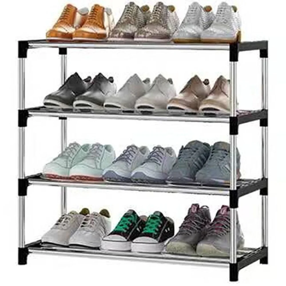 SCARPIERA SCAFFALE SALVASPAZIO MULTIUSO 4 RIPIANI METALLO IMPILABILE 60X30X55CM - TrAdE Shop Traesio