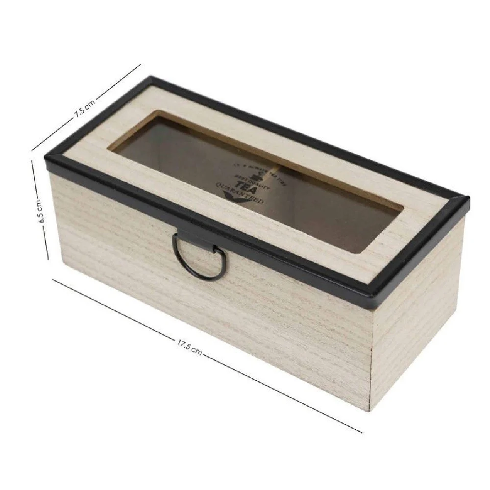 SCATOLA CONTENITORE IN LEGNO PER TÈ CON BACHECA 2 POSTI SCOMPARTI VETRINA 219598 - TrAdE Shop Traesio