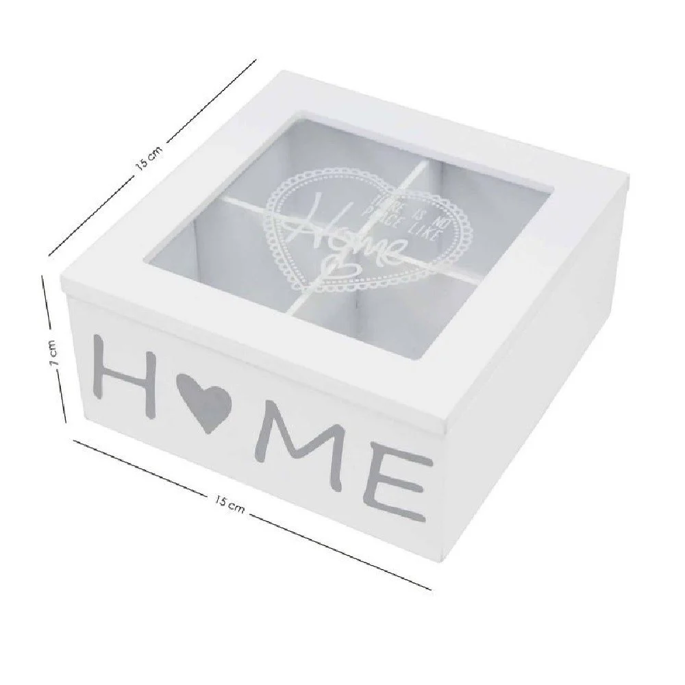 SCATOLA CONTENITORE LEGNO BIANCO HOME BACHECA 4 SCOMPARTI POSTI VETRINA 219614 - TrAdE Shop Traesio