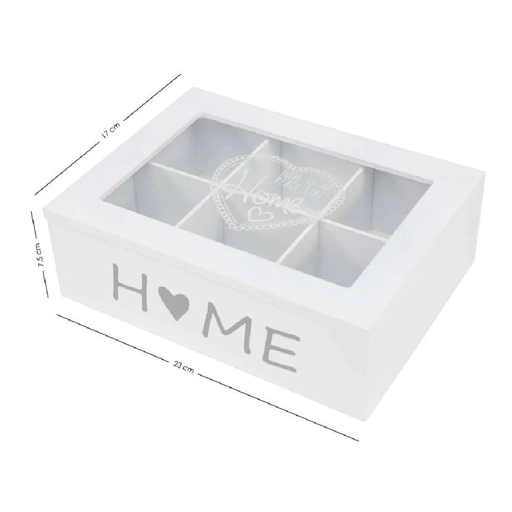 SCATOLA CONTENITORE LEGNO BIANCO HOME BACHECA 6 SCOMPARTI POSTI VETRINA 219615 - TrAdE Shop Traesio