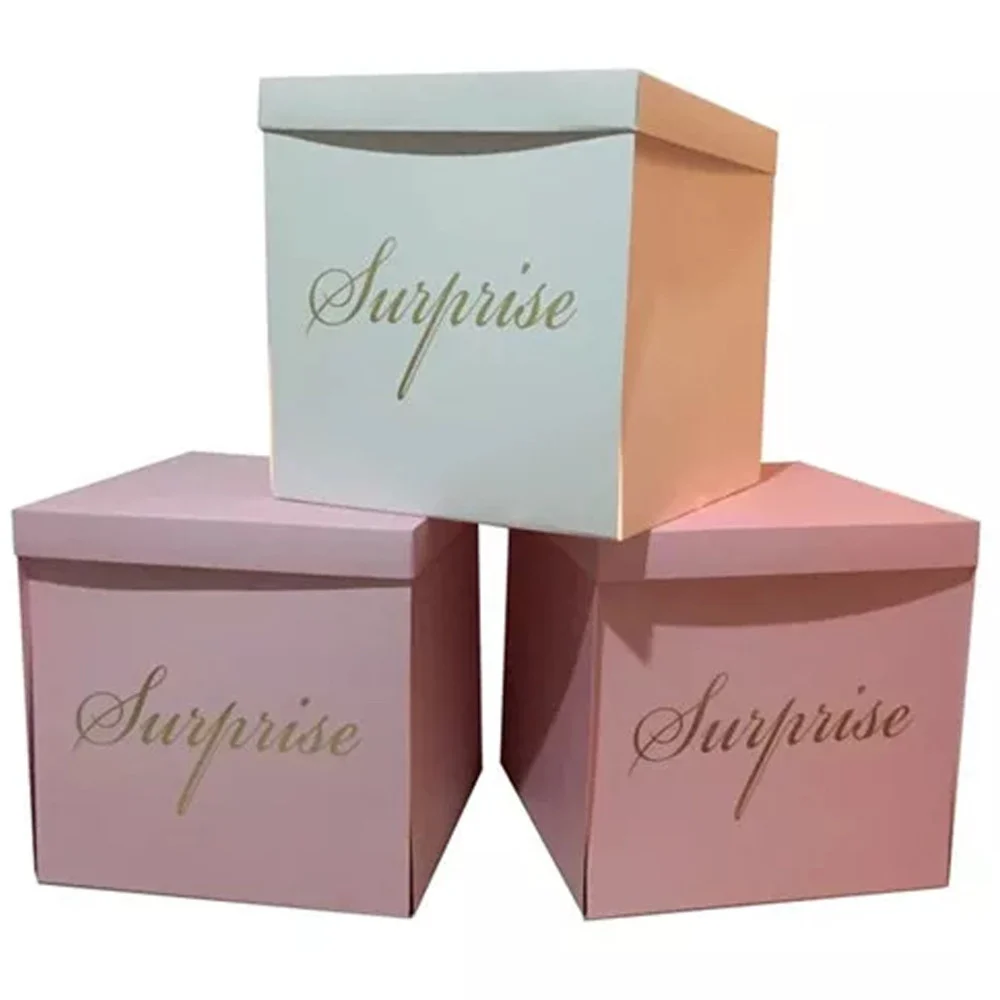 SCATOLA DELLE SORPRESE 50X50X50CM COLORE CASUALE MISTERY BOX STAMPA ORO SURPRISE - TrAdE Shop Traesio