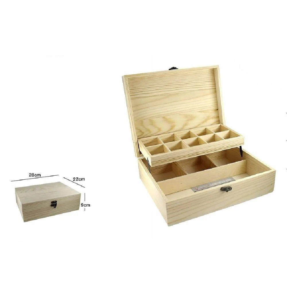 SCATOLA IN LEGNO PORTAGIOIE CASSETTIERA CON 2 RIPIANI BACHECA PER GIOIELLI 63812 - TrAdE Shop Traesio
