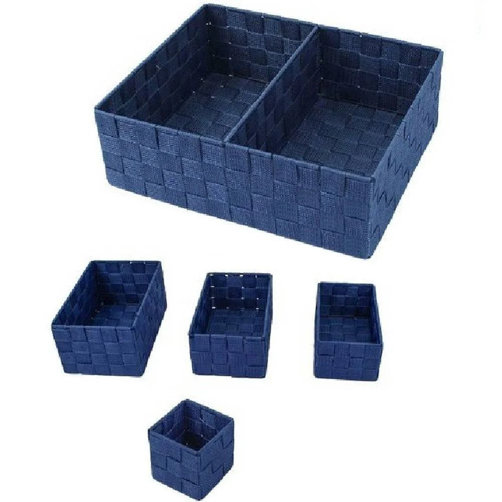 SCATOLE IN TESSUTO COMPONIBILI ORGANIZER BAGNO ARMADI CASSETTI SCAFFALI 79082BLU - Cleafe