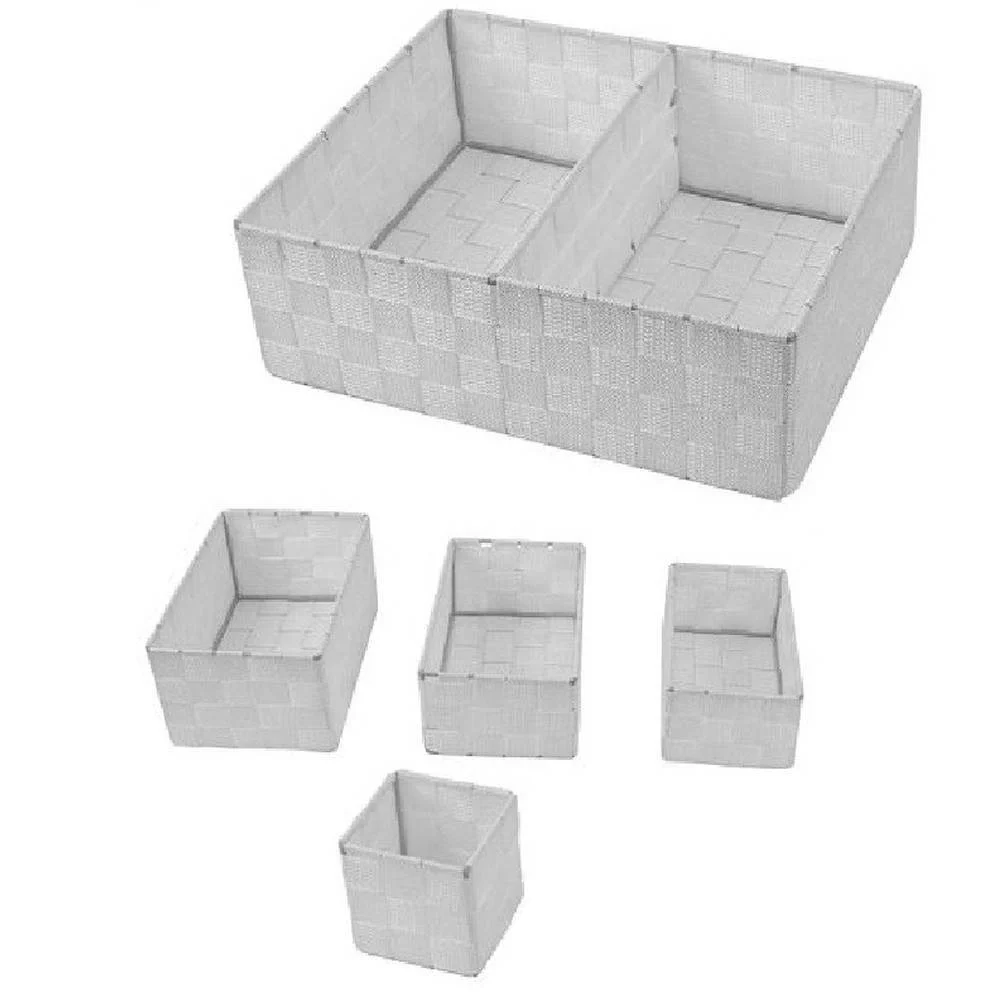 SCATOLE IN TESSUTO COMPONIBILI ORGANIZER PER BAGNO ARMADI SCAFFALI 79079 GRIGIO - Cleafe