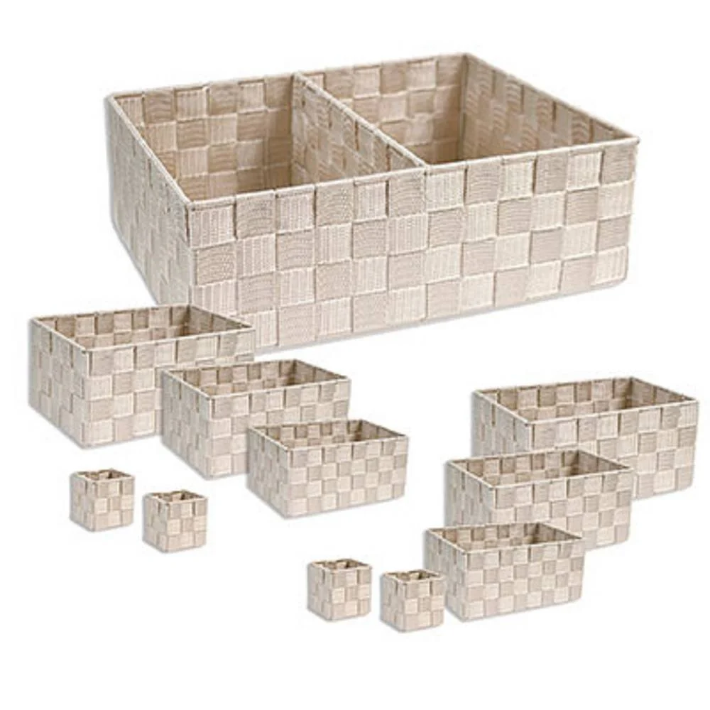 SCATOLE IN TESSUTO COMPONIBILI ORGANIZER PER BAGNO ARMADI SCAFFALI 79081 BEIGE - Cleafe