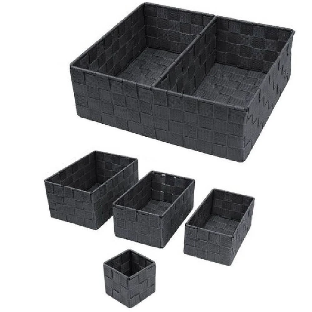 SCATOLE IN TESSUTO PORTAOGGETTI ORGANIZER PER BAGNO ARMADI SCAFFALI 79154 GRIGIO - Cleafe