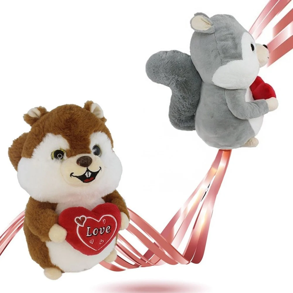 SCOIATTOLO PELUCHE CON CUORE SCRITTA LOVE 22CM SAN VALENTINO 2 COLORI ASS. 92478 - TrAdE Shop Traesio
