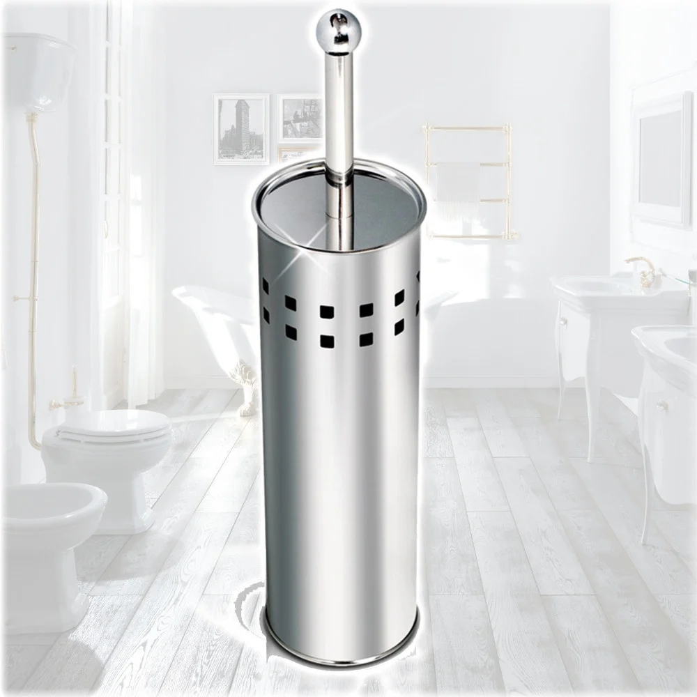 SCOPINO DA BAGNO CON SETOLE IN PLASTICA BIANCA E PORTASCOPINO IN METALLO - TrAdE Shop Traesio