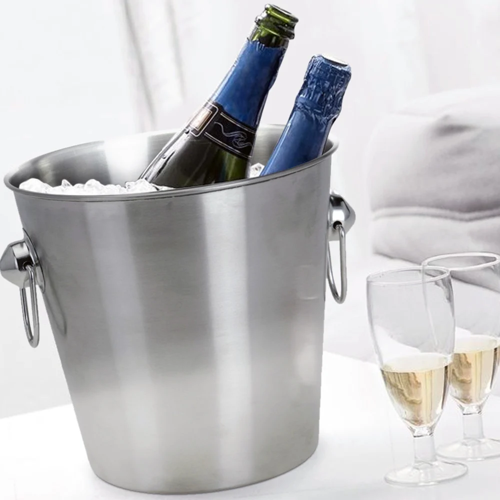 SECCHIELLO PORTA GHIACCIO CHAMPAGNE VINO DA TAVOLA IN ACCIAIO INOX CON MANICI - TrAdE Shop Traesio