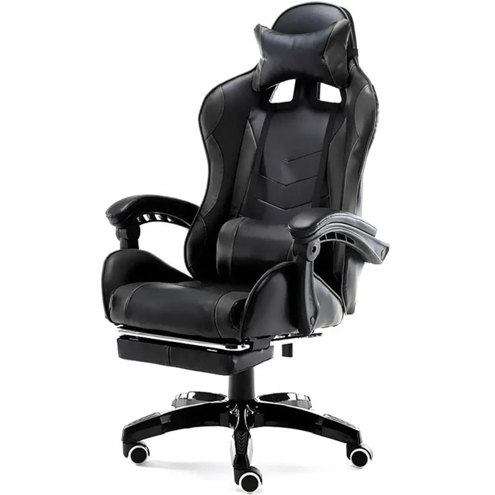 SEDIA POLTRONA GAMING UFFICIO CASA IN ECOPELLE CUSCINO LOMBARE POGGIATESTA PIEDI NERO - TrAdE Shop Traesio