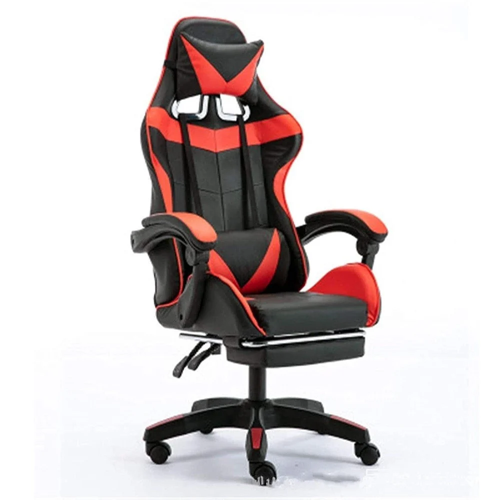 SEDIA POLTRONA GAMING UFFICIO CASA IN ECOPELLE CUSCINO LOMBARE POGGIATESTA PIEDI ROSSA - TrAdE Shop Traesio