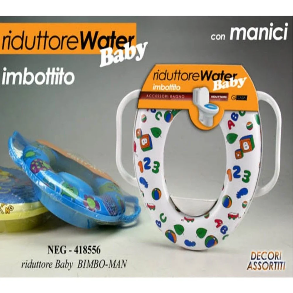 SEDILE WC MORBIDO RIDUTTORE BAMBINI BABY WATER IMBOTTITO CON MANICI - Cleafe