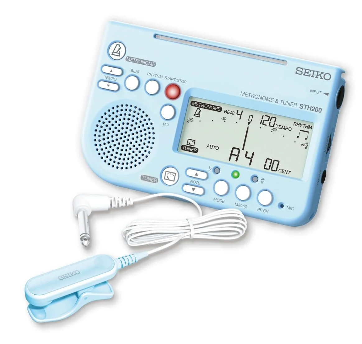 Seiko metronomo e accordatore blu con microfono pickup Pack 2 pezzi STH200BLSP