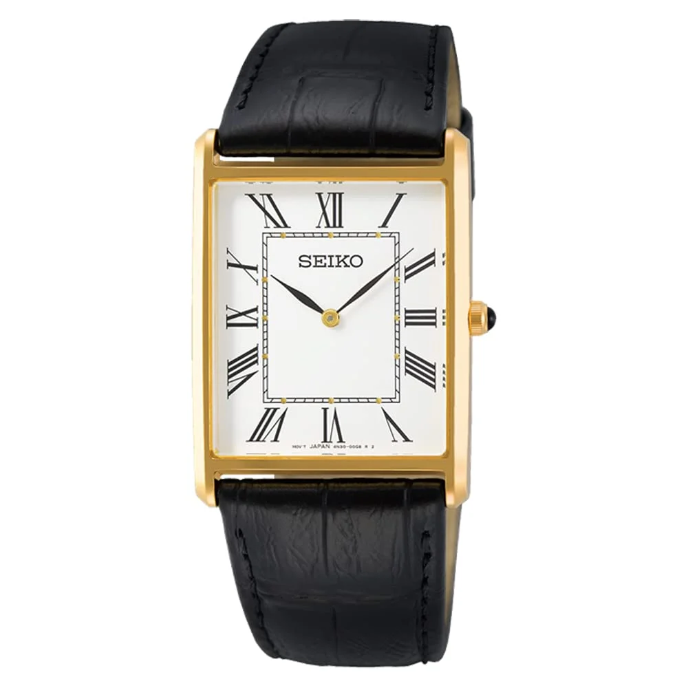 Seiko orologio uomo al quarzo rettangolare SWR052 quadrante bianco