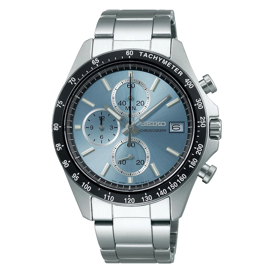 Seiko Selection cronografo al quarzo uomo acciaio 10 bar SBTR029 blu ghiaccio