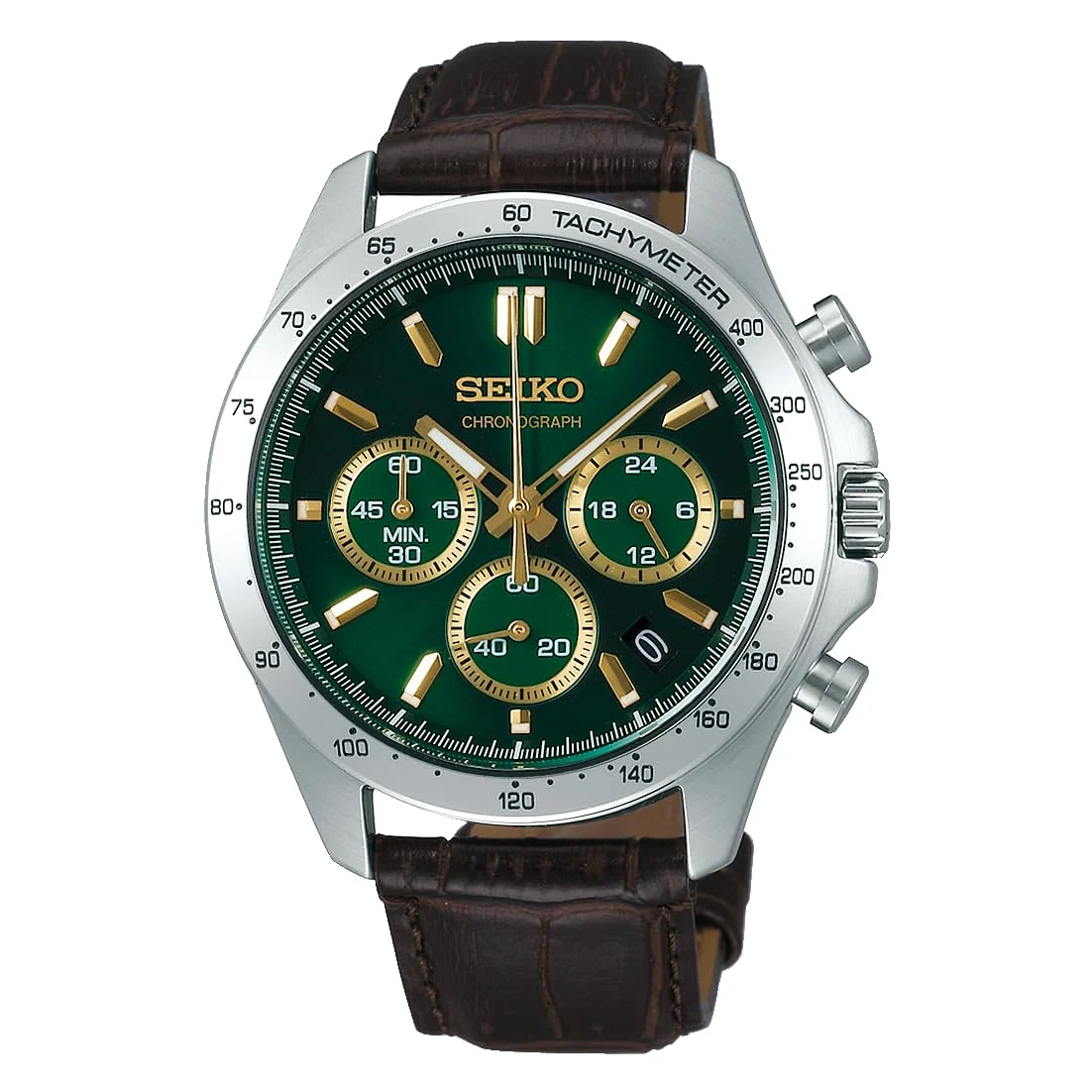 Seiko Selection Men's Quartz Chronograph Watch SBTR017 Brown Leather Strap
