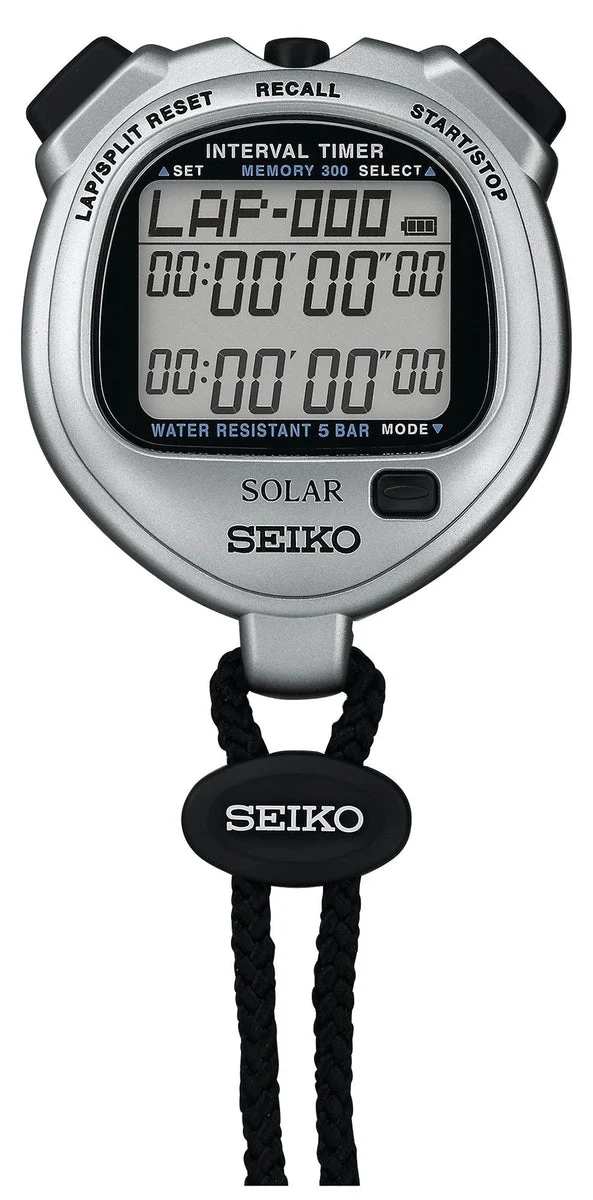 Seiko cronometro solare Interval Timer SVAJ101 argento elegante