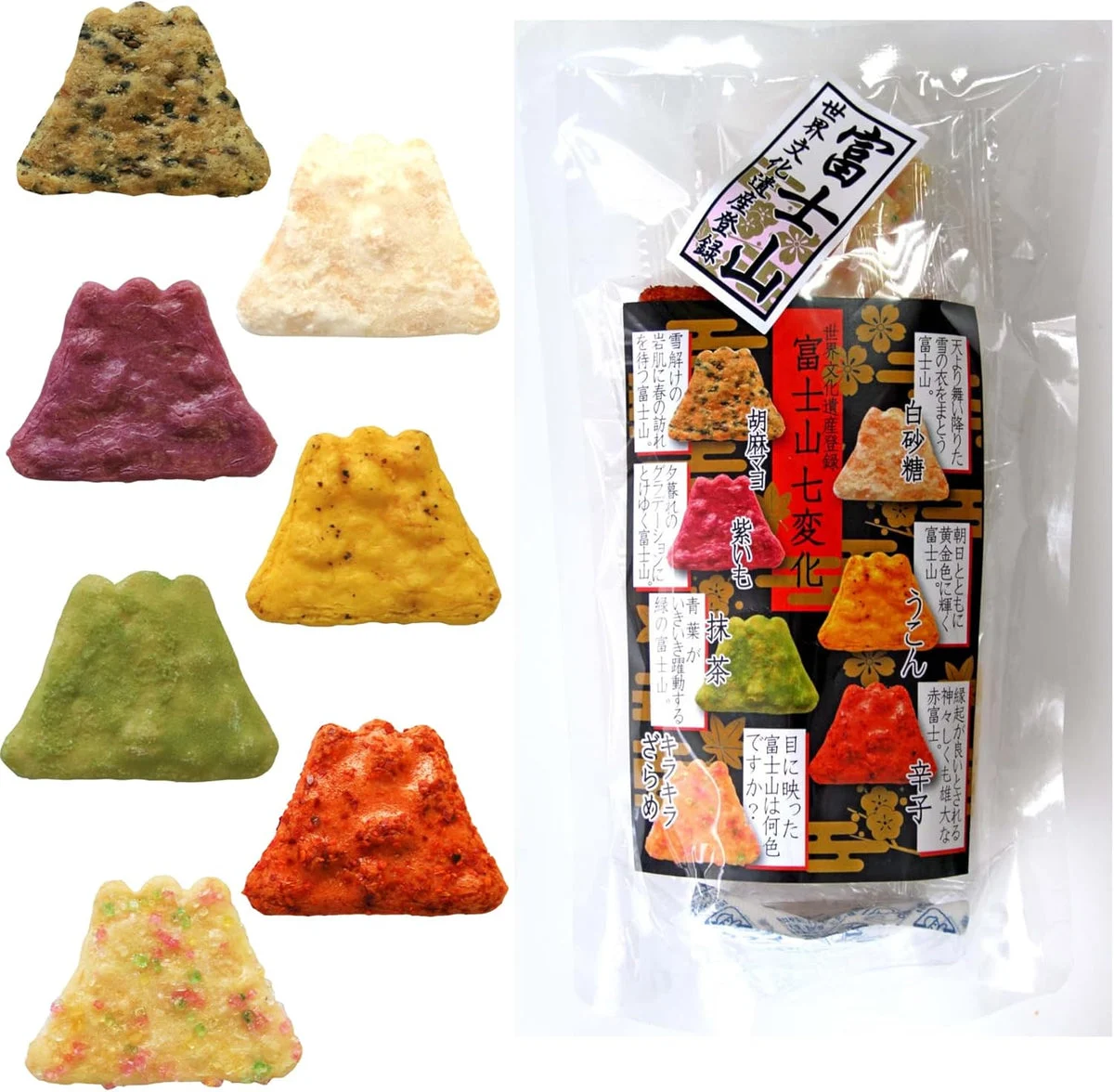 Senbei Labo Fujisan Rice Crackers 7 Colors 7 Flavors 21 Pieces - Sembei Labo