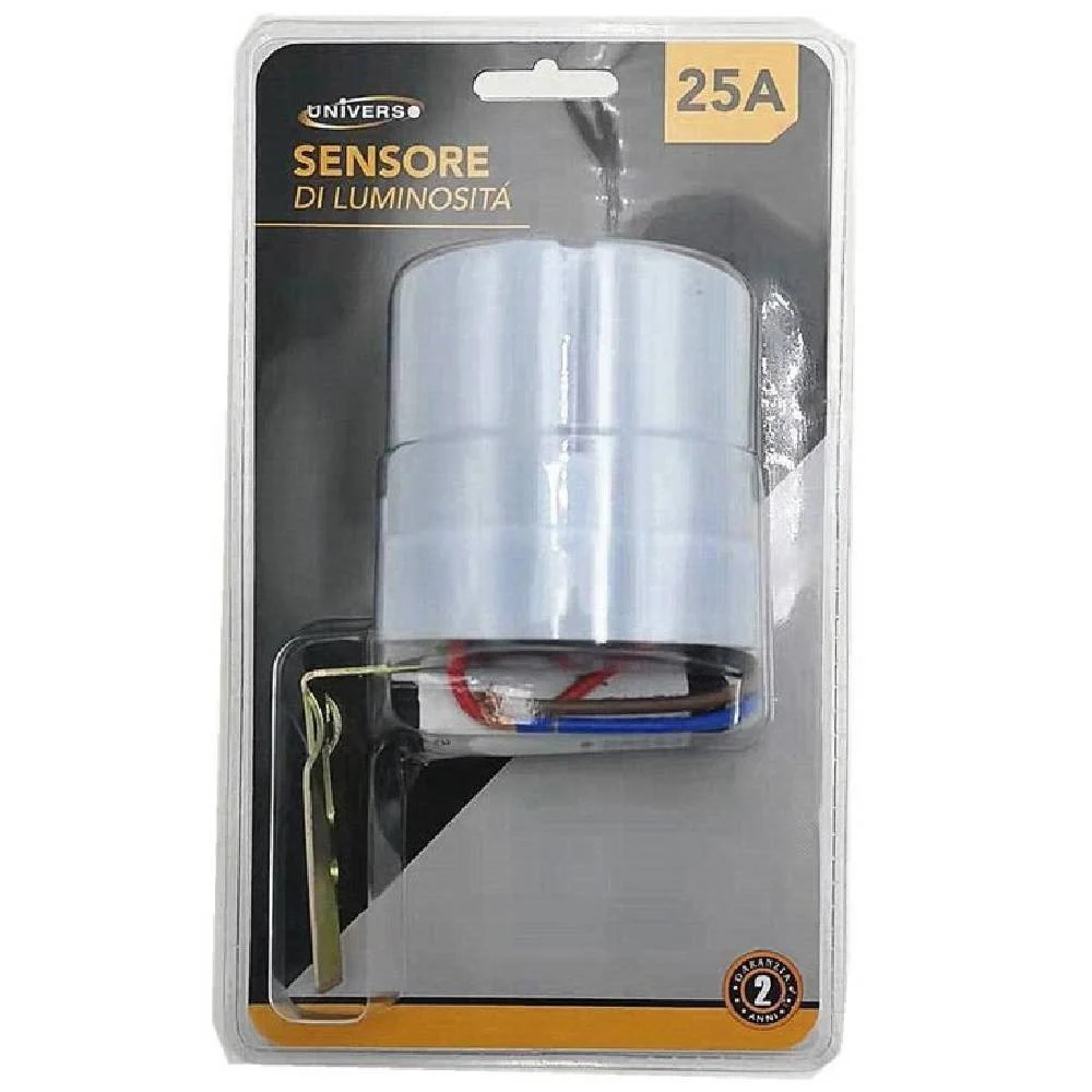 SENSORE DI LUCE LUMINOSITA' CREPUSCOLARE FOTOELETTRICO 25A IP44 BIANCO YCC1007 - TrAdE Shop Traesio
