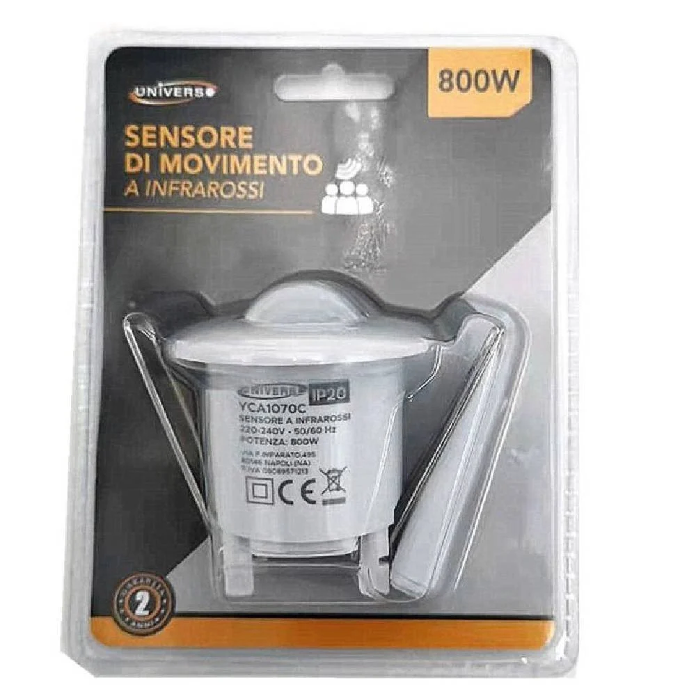 SENSORE DI MOVIMENTO A INFRAROSSI INCASSO LAMPADINE 800W IP20 SOFFITTO YCA1070C - TrAdE Shop Traesio