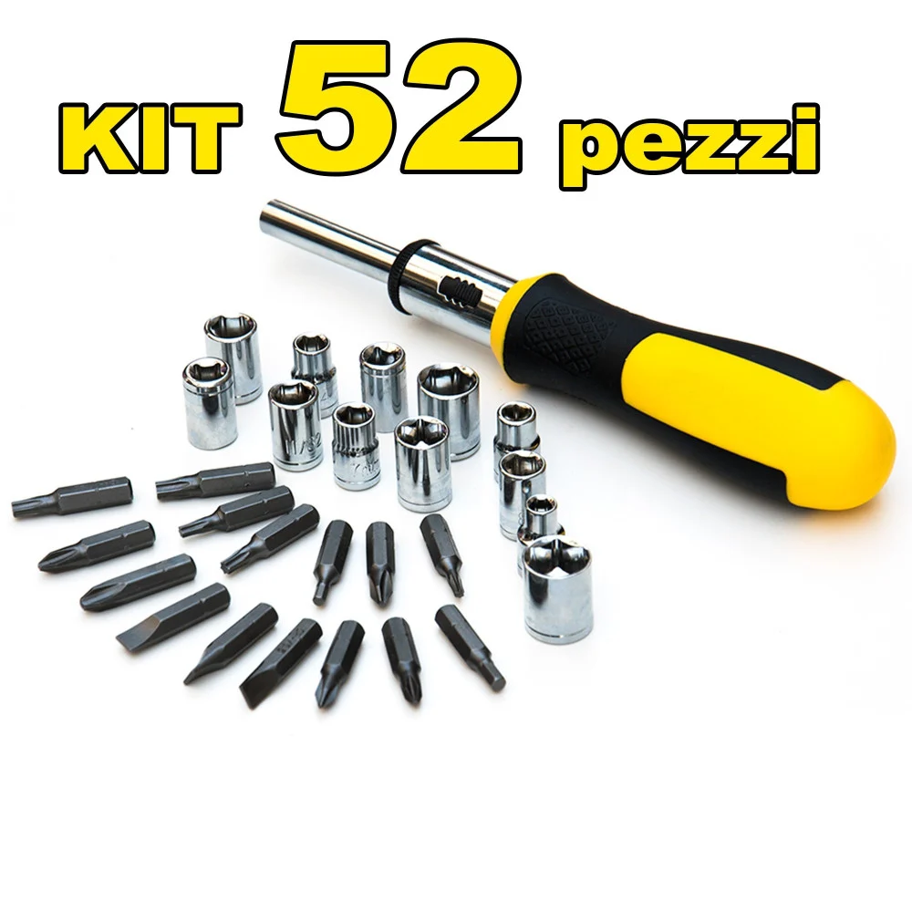 SERIE CACCIAVITI MULTIBIT CACCIAVITE A CRICCHETTO CON 52 INSERTI CHROME VANADIUM - TrAdE Shop Traesio