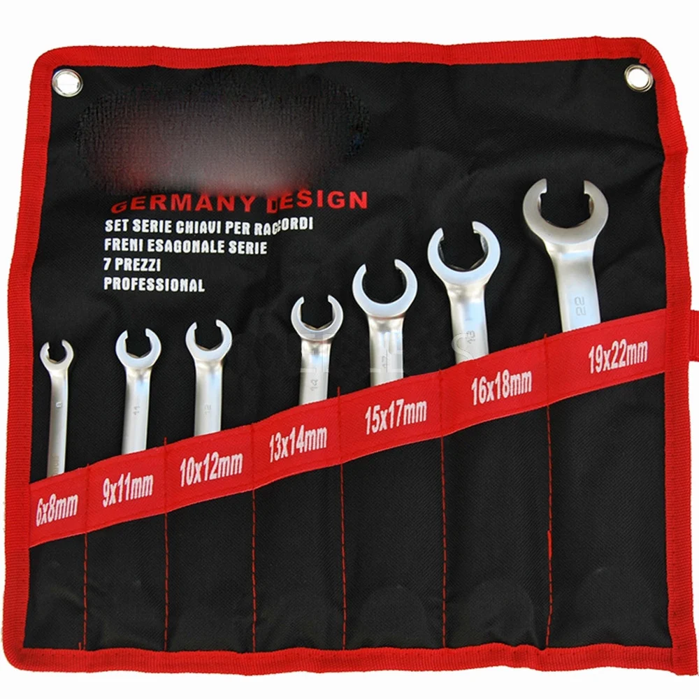 SERIE SET KIT 7 CHIAVI ESAGONALI PER RACCORDI TUBI FRENI AUTO ACCIAIO 6 - 22mm