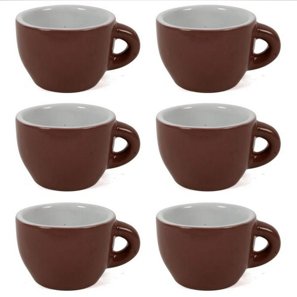 SERVIZIO SET 6 TAZZINE DA CAFFE TAZZINA BASSA IN CERAMICA MARRONE DA CUCINA - TrAdE Shop Traesio