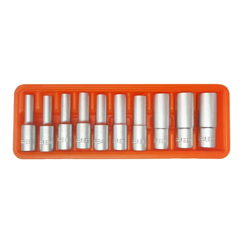 SET 10 BUSSOLE TORX FEMMINA 1/2" LUNGHE E8 E10 E11 E12 E14 E16 E18 E20 E22 E24 - TrAdE Shop Traesio