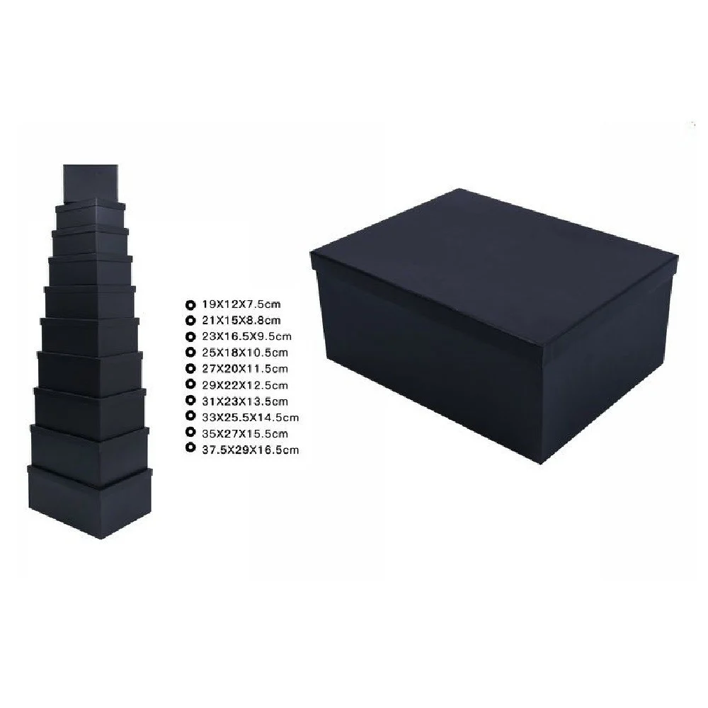 SET 10 PEZZI SCATOLE SCATOLA BOX PER REGALI VARIE MISURE MATRIOSKA NERE 69287 - TrAdE Shop Traesio
