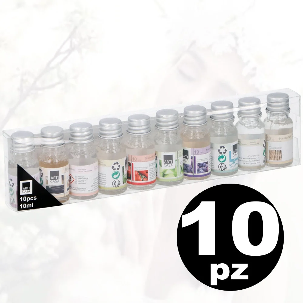 SET 10 PROFUMATORI AMBIENTE RICARICA OLIO PROFUMO 10ML ASSORTITI PER BRUCIATORE - TrAdE Shop Traesio