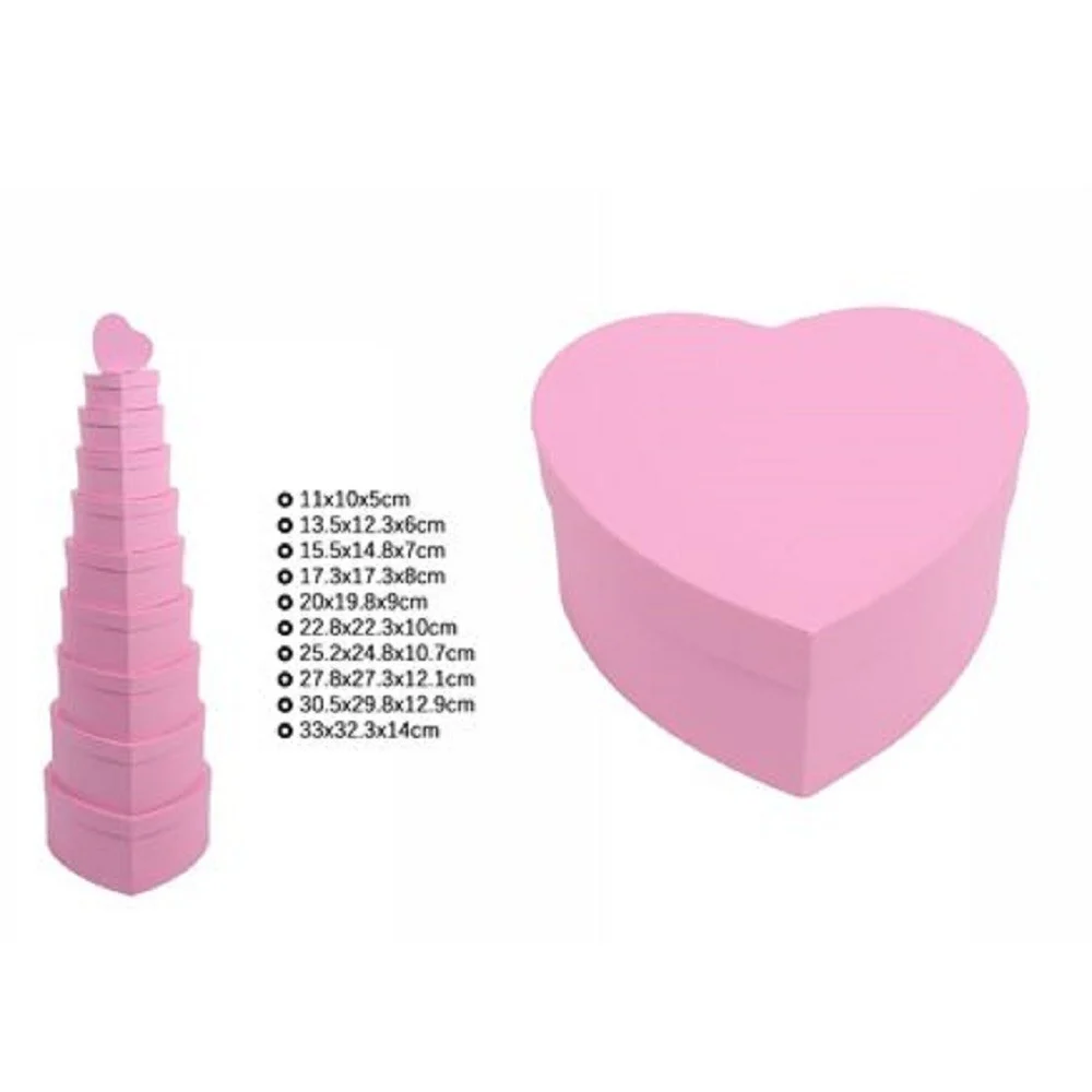 SET 10 PZ SCATOLE BOX PER REGALI VARIE MISURE MATRIOSKA FORMA CUORE ROSA 71958 - TrAdE Shop Traesio