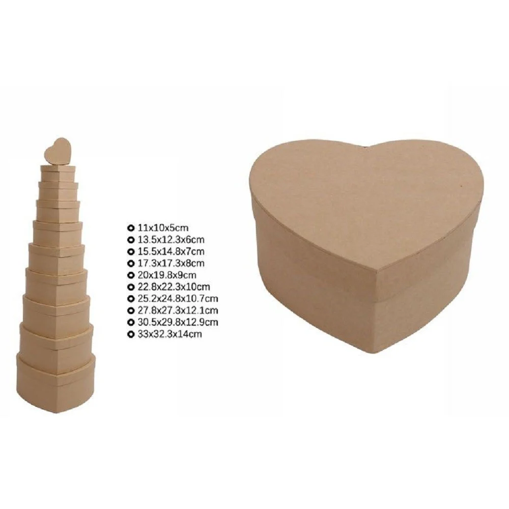 SET 10PZ SCATOLE BOX PER REGALI VARIE MISURE MATRIOSKA FORMA CUORE CARTONE 71959 - TrAdE Shop Traesio