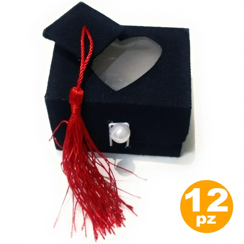 SET 12 BOMBONIERA CAPPELLO TESI CUORE SCATOLINA 7x5.5x5.5CM PORTACONFETTI LAUREA - TrAdE Shop Traesio